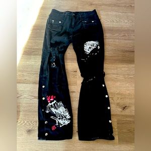 Punk jeans from an antique store with buckles